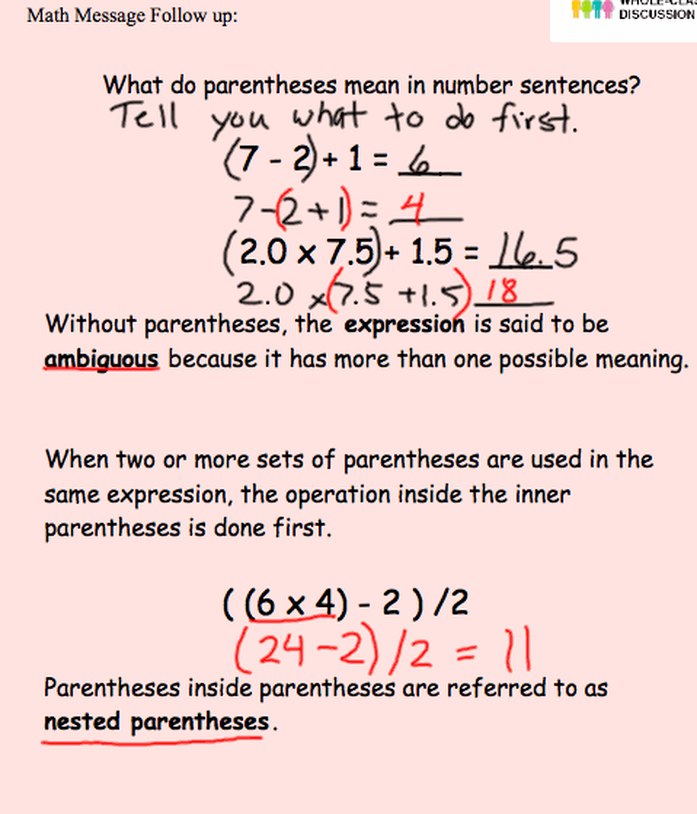 Parentheses In Number Sentences Worksheets 4th Grade